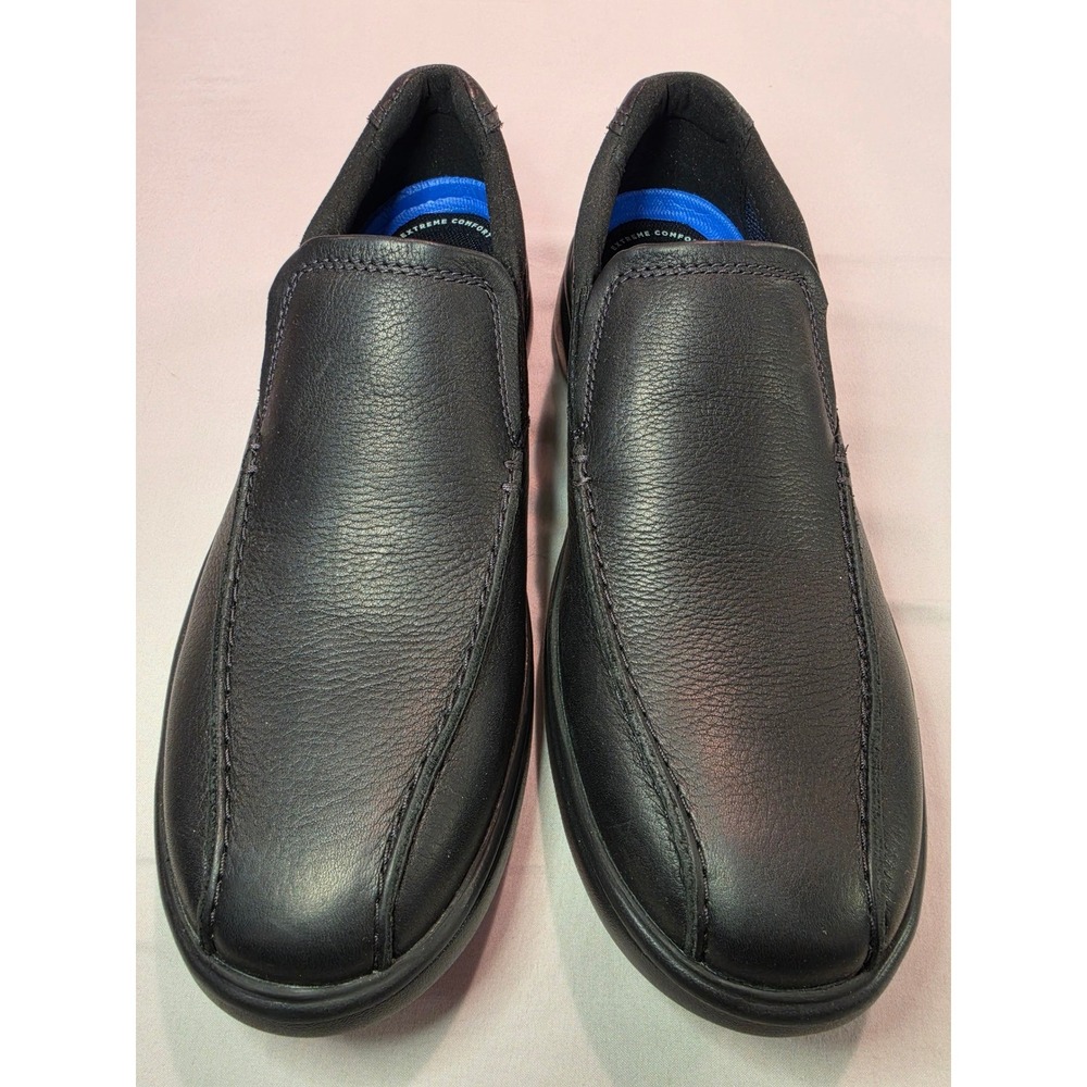 Clarks‎ Collection Mens Black Leather Slip On Extreme Comfort Loafers 10 M